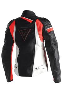 Dainese Veloster Korumalı Deri Bayan Motosiklet Montu Blk Wht Fl