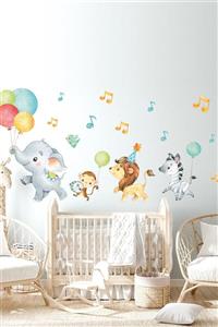 Kt Grup Yavru Hayvanlar Ile Eğlenceli Orkestra Baby Shower Duvar Sticker Seti