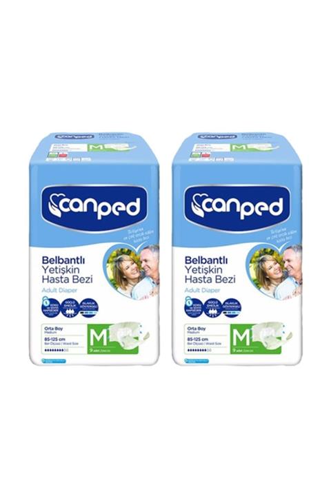 Canped Belbantlı Polietilen Hasta Bezi Orta Boy (m) 9lu 2 Paket