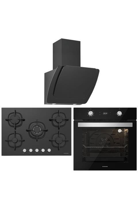 Silverline Siyah Ankastre Set Misto 3373, Cs5364b01 75cm Wok, Bo6504b01