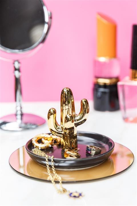 Arma House Altın Kaktüs Siyah Tabaklı Takı Asacağı