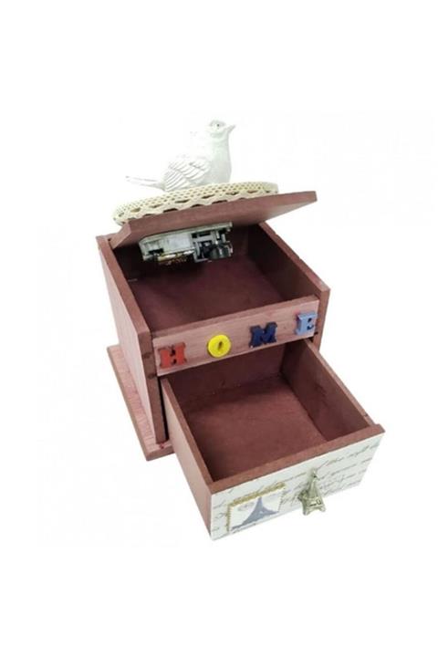 kayrajim Ahşap Home Yazılı Kuşlu Müzik Kutusu Dekoratif Hediyelik