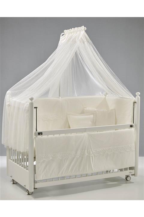 Meltem Smart Mondo Sallanır Ahşap Anne Yanı Beşik - 60x120 Cm (BEYAZ-KREM)