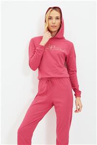 TRENDYOLMİLLA Fuşya Kapüşonlu Örme Pijama Takımı THMAW22PT0457