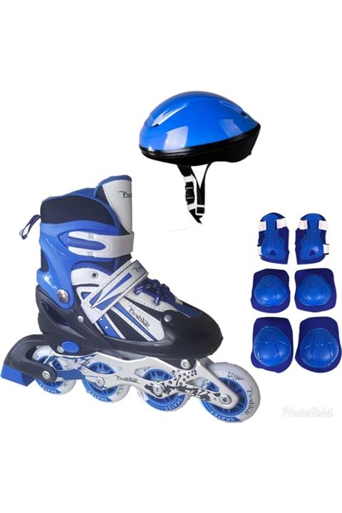 Asya Oyuncak Çift Sıra Ayarlanabilir Işıklı Alıştırma Pateni + Kask + Dizlik Seti