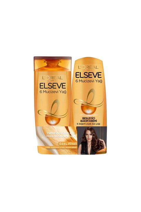 ELSEVE 6 Mucizevi Yağ Şampuan 375 Ml + Bakım Kremi 375 Ml