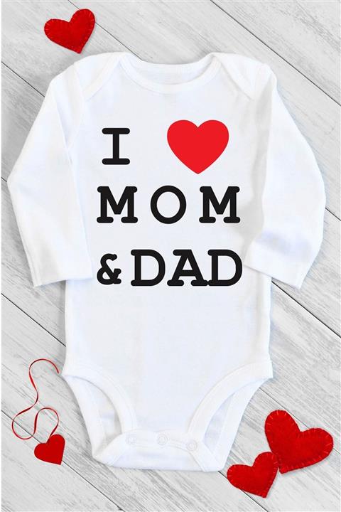 Limon Bebek  Anne Babamı Seviyorum Uzun Kol Çıtçıtlı Body