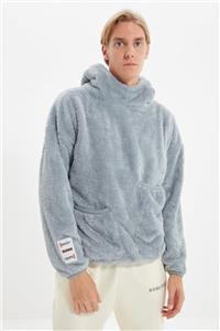 TRENDYOL MAN Gri Unisex Peluş Oversize Sweatshirt TMNAW22SW1708