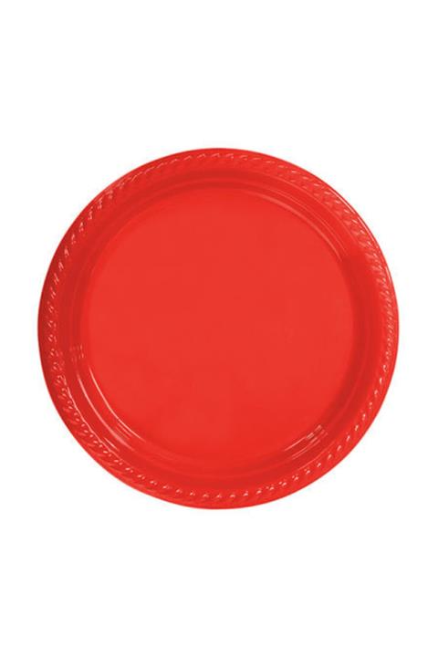whiteavm Kırmızı Tabak Plastik Yuvarlak 22 cm Pk:25