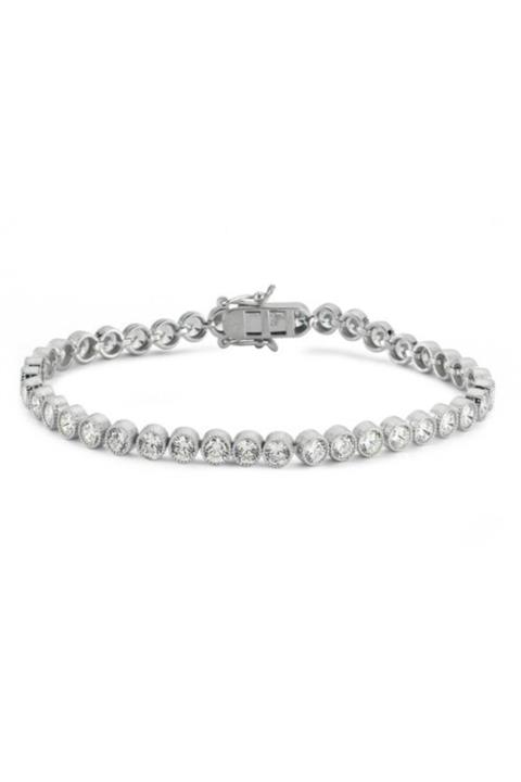 Valori Jewels Kadın 925 Ayar Gümüş Top Montür 6.10 Karat Swarovski Zirkon Taşlı Su Yolu Bileklik