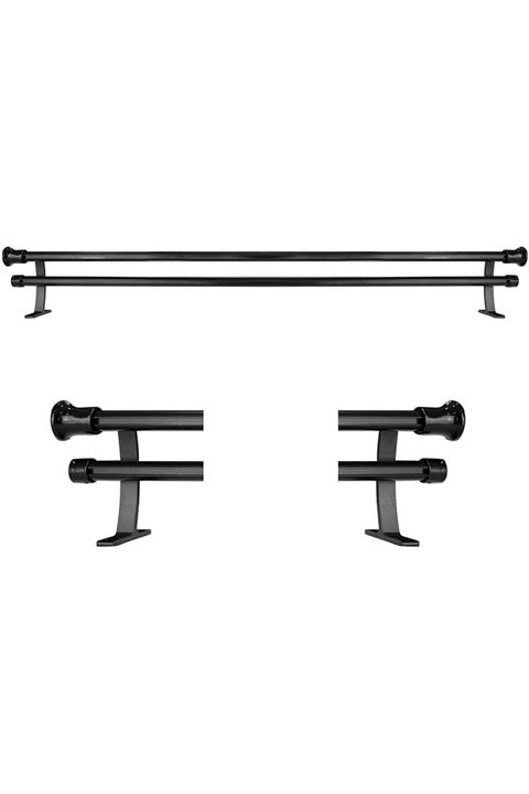 Perdejim Siyah Alüminyum Çift Raylı Rustik Perde Askısı Rustik Borusu Ak07 275 cm