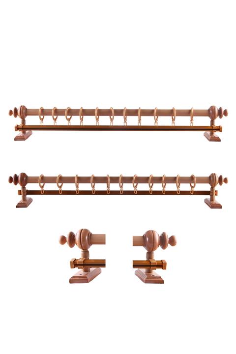 Perdejim Meşe Tek Raylı Ahşap Rustik Perde Askısı - Rustik Borusu 275 Cm