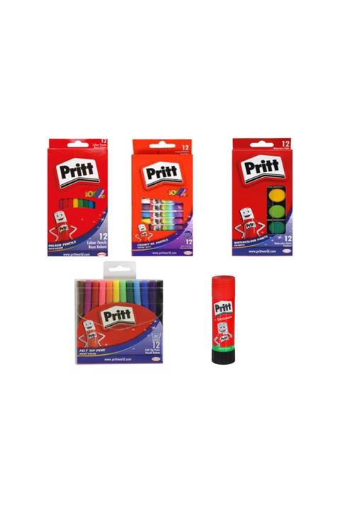 Pritt 12'li Kuru Boya 12'li Sulu Boya 12'li Pastel Boya 12'li Keçeli Boya Seti