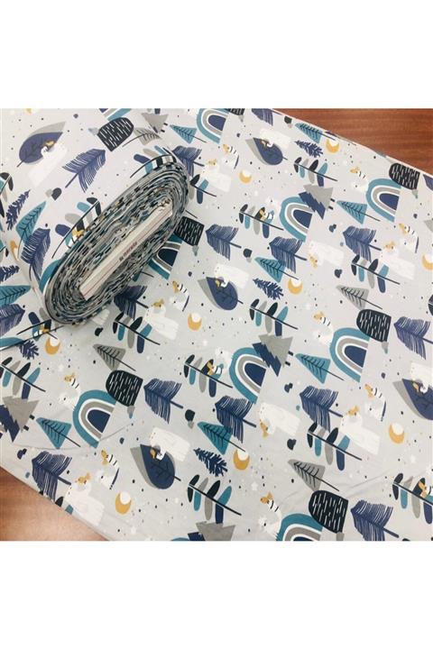 NERGIZ Mavi Pamuklu Nevresimlik Kumaş