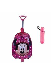 Mashotrend Çekçekli Minnie Mouse Baskılı Kabartmalı Anasınıfı Çantası + Matara