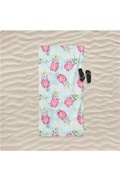decoars Ananas Figürlü Özel Tasarım Plaj Havlusu