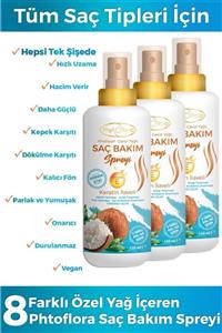 Phytoflora 3'lü Set Hindistan Cevizi Yağlı Saç Bakım Spreyi 120 ml