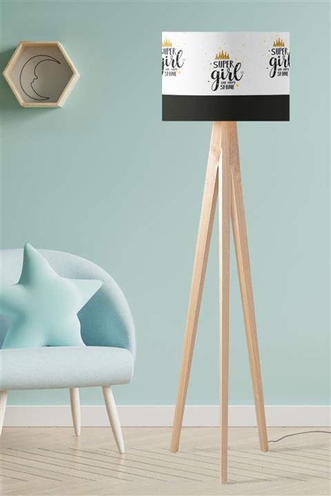 Evmila Süper Girl Yazılı Çocuk Odası Lambader