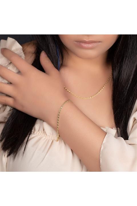 Arden Gold Altın Zincir Kolye Ve Bileklik Takım - Mnk077