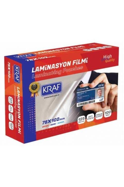 KRAF Laminasyon 125 Mikron 78mm X 102mm 100 Lü Paket