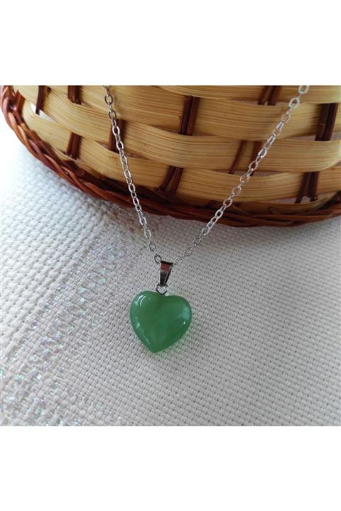 ByKolyeucum Doğal Kalp Kesim Aventurin Taşı Kolye