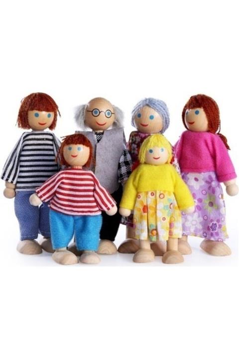 Mofy Baby Ahşap Kukla Aile Seti 6 Adet Oyuncak