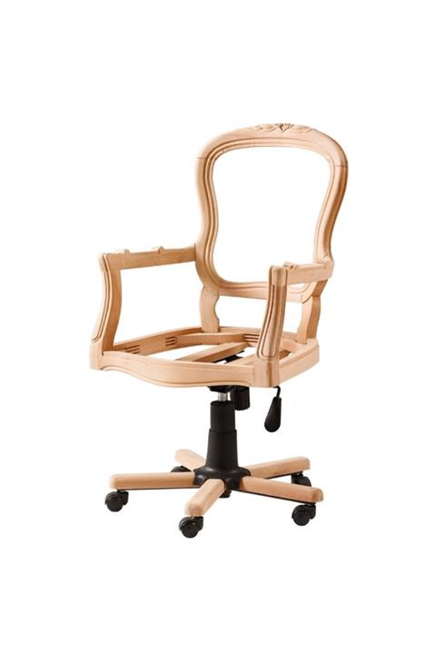 ROYS AHŞAP Ahşap 5521 Masif Ham Oymalı Dönebilen Sandalye