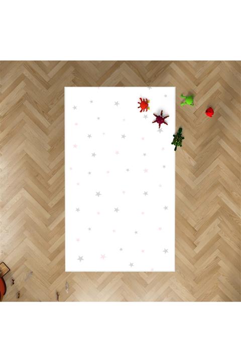 HalıVagonu Pembe Gri Yıldızlı Çocuk Halısı