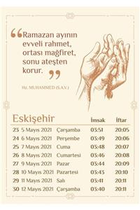 Yaprak Hediyelik Eskişehir İçin 2021 Ramazan İmsakiyesi