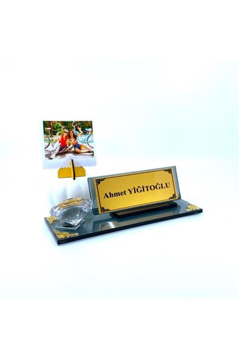 YİĞİTOĞLU DESIGN Premium Özel Tasarım Cam Masa Isimliği Seti M17