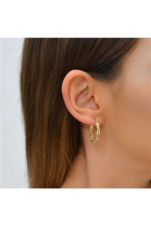 Aypa Mücevher Sarı Altın Sarmal Küpe