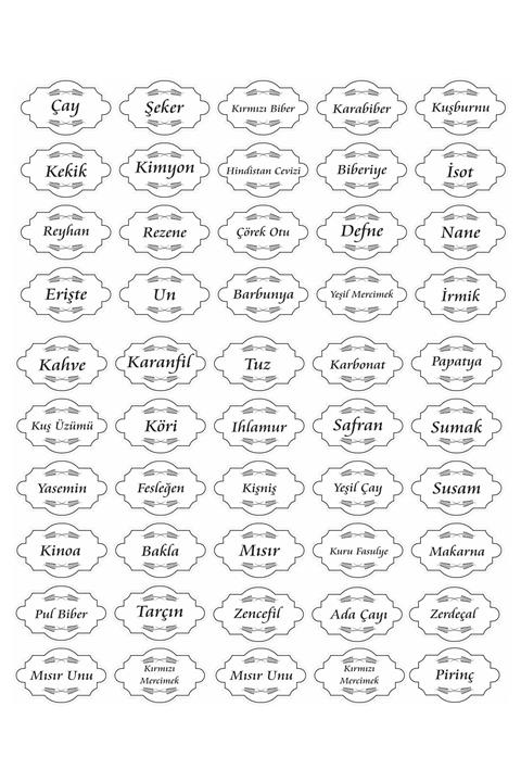 hepenuygun 137 Adet Kuruyemiş - Baharat - Bakliyat Kavanoz Etiketi - Şeffaf Sticker