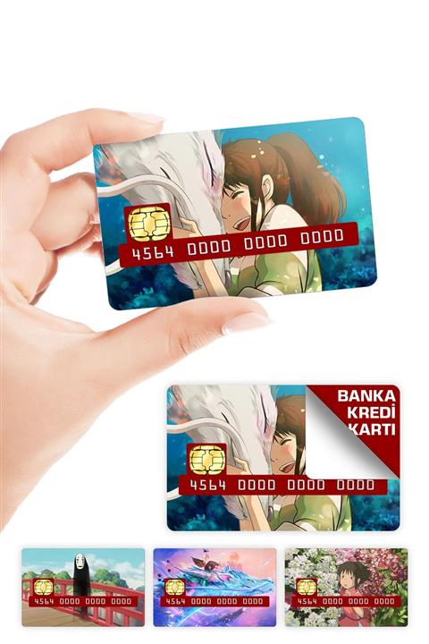 ZipZap Spirited Away Ruhların Kaçışı Ghibli Miyazaki Kredi Kartı Kaplama Sticker 4 Adet