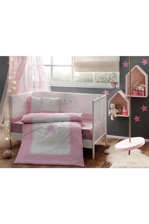 Taç Princess Pembe Nakışlı Ranforce Bebek Uyku Seti