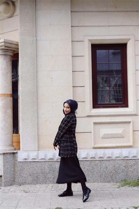 Sazze Design Kadın SiyahKemerli Fermuarlı Kloş Etek