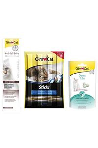 Gimcat Malt Paste Kedi Macunu 100 gr + Sticks Somonlu 20 gr + Denta Tabs 40 gr Kedi Ödülü