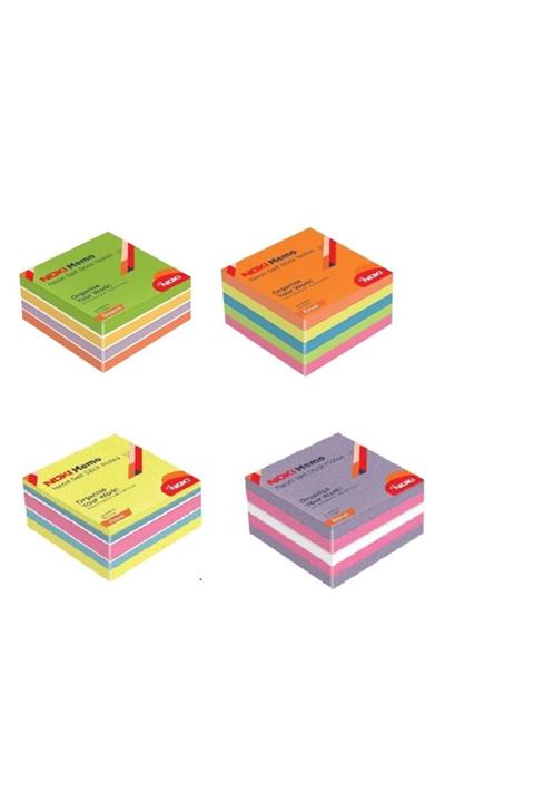Noki Memo 75x75 Neon Yapışkanlı Küp Blok 450 Sf 4'lü Set