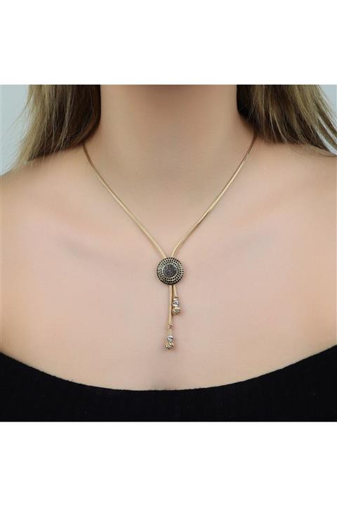 ArıkanlarGold 14 Ayar Siyah Madolyon Dorikalı Set Üç Renk Kl 004217