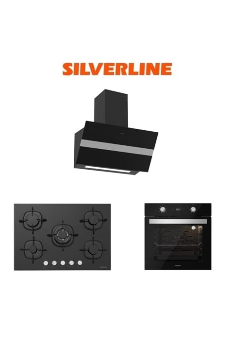 Silverline Siyah Cam Ankastre Set (3472 Bold 60+cs5365b01+bo6504b01)