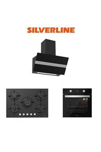 Silverline Siyah Cam Ankastre Set (3472 Bold 60+cs5365b01+bo6504b01)