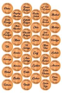 colortouch 78 Adet Bambu Yuvarlak Baharat Bakliyat Kavanoz Etiketi -4 Cm X 4 Cm Sticker