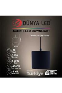 DÜNYA LED Hs.498/2-s 30w Sarkıt Led Downlıght Siyah İç 4000k Ilık Beyaz Işık