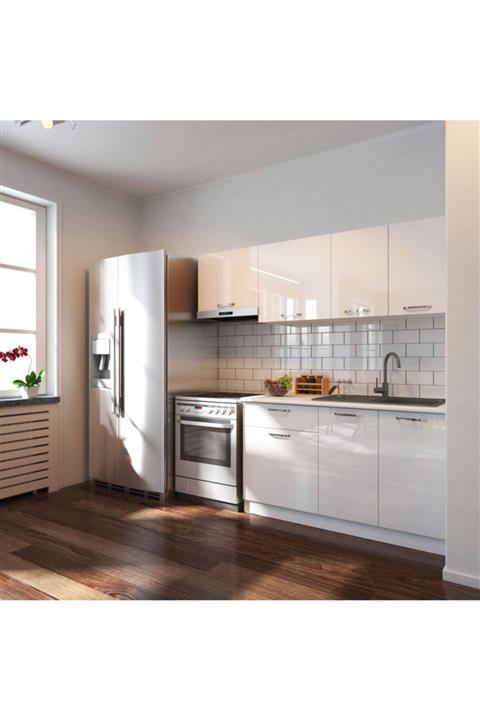 EPİCONCEPT Linda Hazır Mutfak Dolabı  Parlak Beyaz Highgloss 200 cm