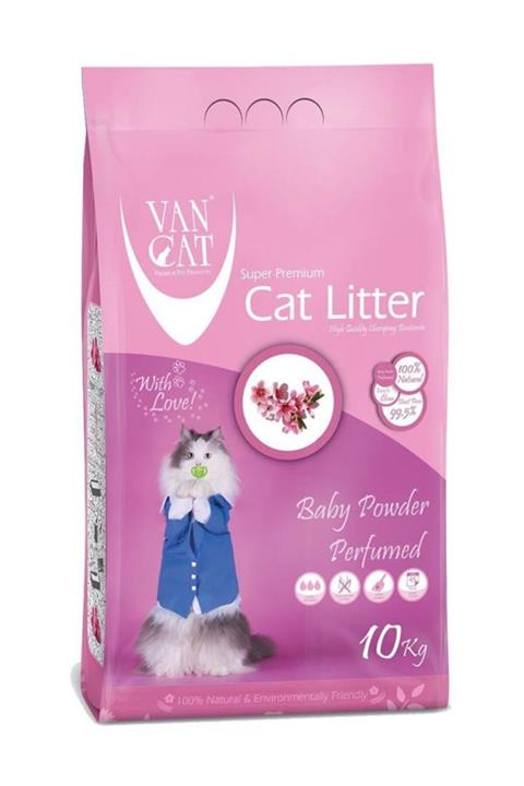 Vancat Bebek Pudralı Bentonit Topaklanan Kedi Kumu 10 Kg X 4 Paket