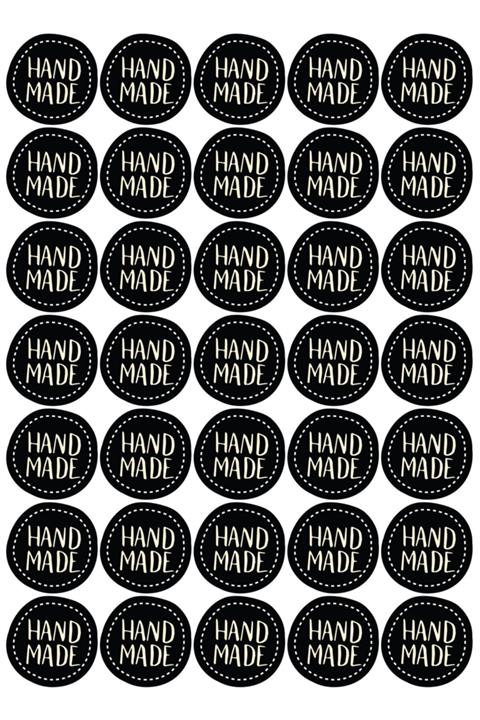 colortouch Handmade(el Yapımı) Etiketi-sticker 4x4 Cm 35 Adet Siyah