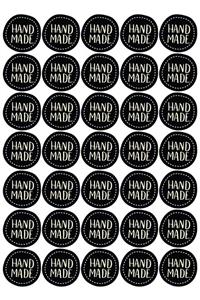 colortouch Handmade(el Yapımı) Etiketi-sticker 4x4 Cm 35 Adet Siyah