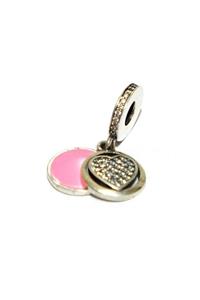 Nur Silver Sallantılı Pembe Kalp Charm