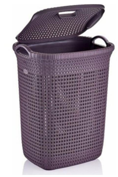 entarzlife 52 l Rio Örgü Desenli Kapaklı Kirli Çamaşır Sepeti