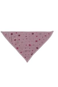 Merbasita Açık Mürdüm Yıldız Baskılı Müslin Bandana Önlük 25x40 cm 4 Adet