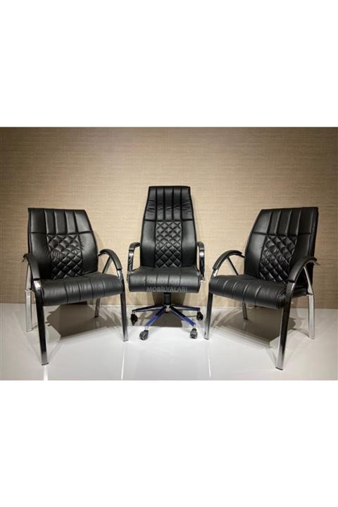 Ömür Ofis Karizma Koltuk Takımı Deri Siyah